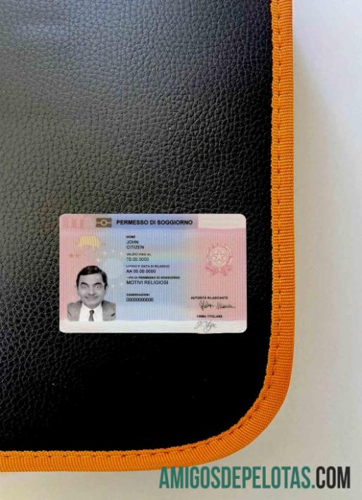 Cartão de autorização de residência na Itália (soggiorno) Photolook FRONT exemplo real